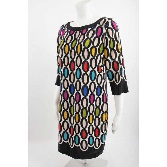 Trina Turk Women Shift Dress Oval Ronson Size 4 100% Silk 3/4 sleeves Colorful - Picture 3 of 7